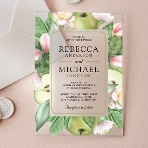 Botanische Florale Grüne Apfelplantage Hochzeit Acryleinladungen