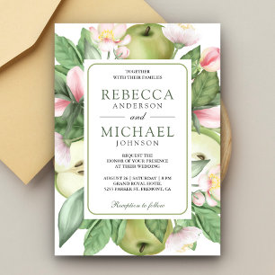 Botanische Florale Grüne Apfelplantage Hochzeit Einladung