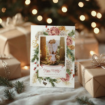 Botanische Florale Küsten-Plaid-Foto-Weihnachtsgrü