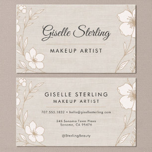Botanische Florale Leinen-Makeup-Artist-Beauty Visitenkarte
