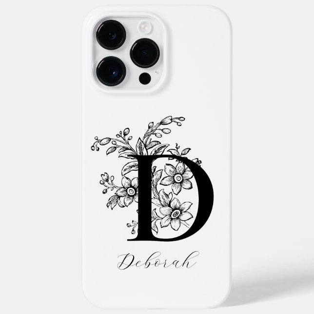 Botanische florale Monogramm Buchstaben D Name Case-Mate iPhone Hülle (Rückseite)
