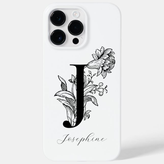 Botanische florale Monogramm Buchstaben J Name Case-Mate iPhone Hülle (Rückseite)