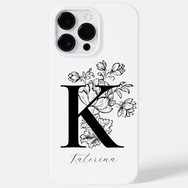 Botanische florale Monogramm Buchstaben K Name Case-Mate iPhone Hülle (Rückseite)