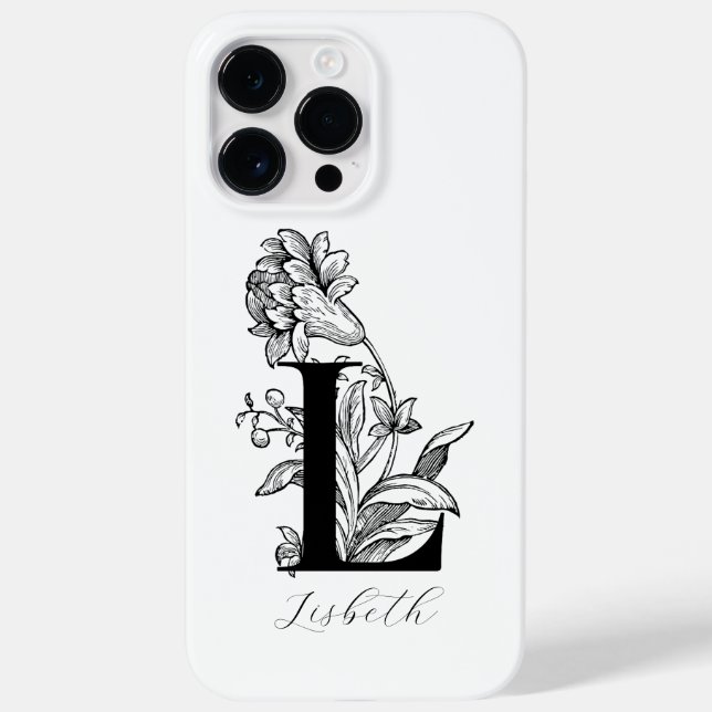 Botanische florale Monogramm Buchstaben L Name Case-Mate iPhone Hülle (Rückseite)