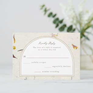 Botanische Florale Papier Moderne Hochzeit RSVP Karte