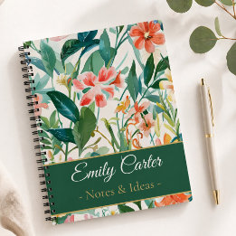 Botanische Florale Personalisierte Namensnotizen u Notizbuch