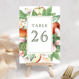 Botanische Florale Rote Apfelplantage Hochzeit Tischnummer