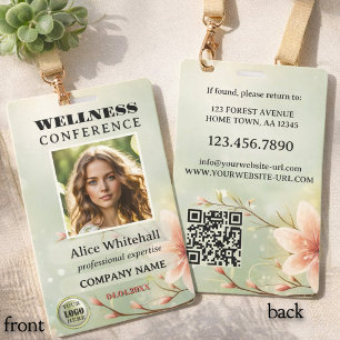 Botanische Florale Salbei-Grün-Wellness-Konferenz Ausweis
