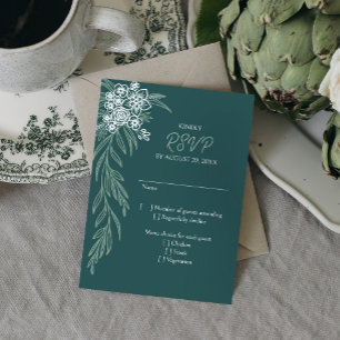 Botanische Florale Salbei-Minz-Smaragdgrüne Hochze RSVP Karte