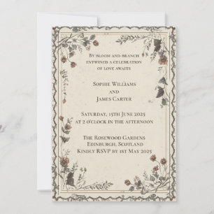 Botanische Florale Schottische Hochzeitseinladung Einladung