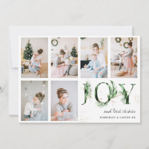 Botanische Foliage & Gold JOY Foto Grid Weihnachte Feiertagskarte