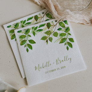 Botanische Foliage Hochzeit im eleganten Grünen Serviette