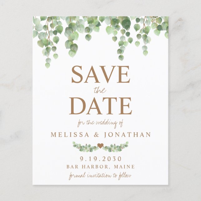 Botanische Folien Save the Date Postkarte (Vorderseite)