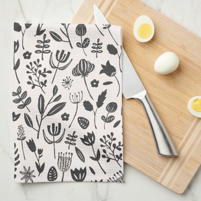 Botanische Folklore Geschirrtuch (Viertel Falte)