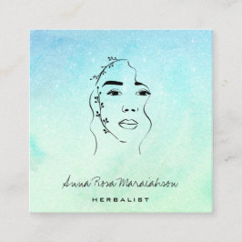 *~* Botanische Frauengrüne Linie Art Quadratische Visitenkarte