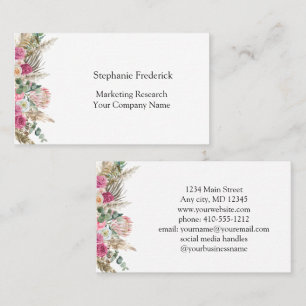 Botanische Frauenkarte Pink Green Floral Business Visitenkarte