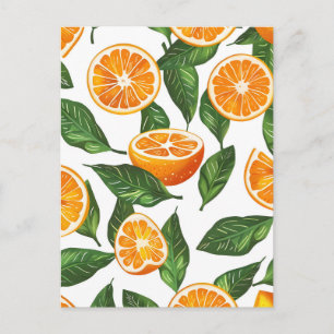 Botanische Frucht Orange Citrus Nahtlos Feiertagspostkarte