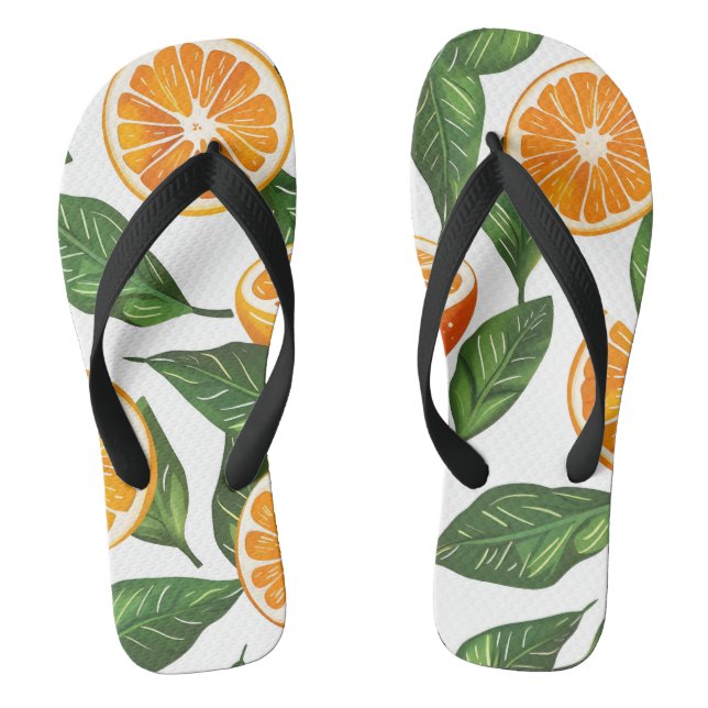 Botanische Frucht Orange Citrus Nahtlos Flip Flops (Fußbett)
