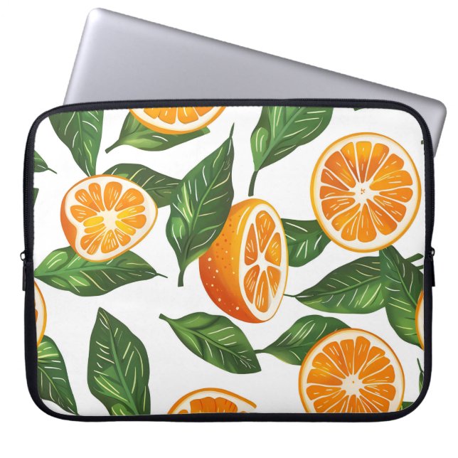 Botanische Frucht Orange Citrus Nahtlos Laptopschutzhülle (Vorderseite)