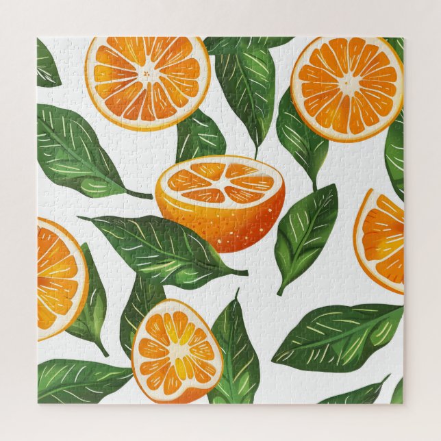 Botanische Frucht Orange Citrus Nahtlos Puzzle (Vertikal)