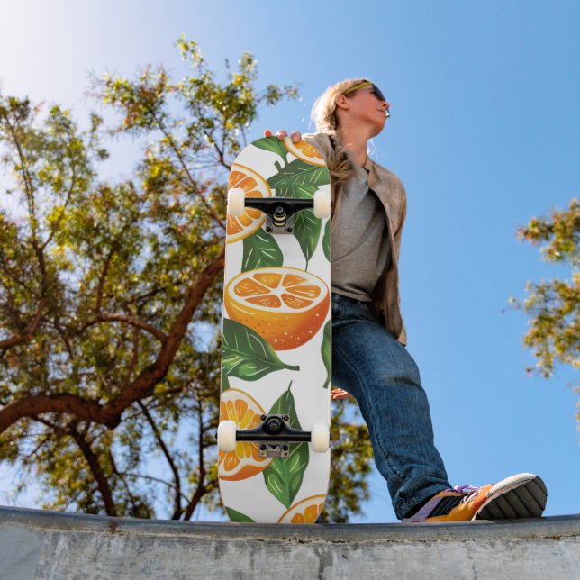 Botanische Frucht Orange Citrus Nahtlos Skateboard (Außenbereich 1)