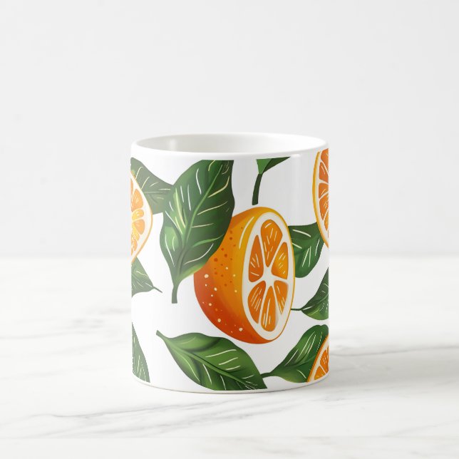 Botanische Frucht Orange Citrus Nahtloses Muster Kaffeetasse (Mittel)