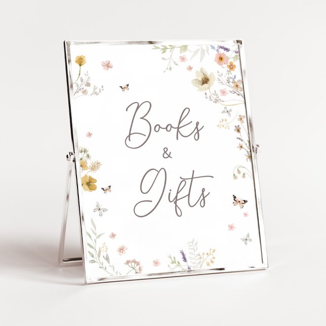 Botanische Frühlingsbücher und Geschenke der klein Poster (Botanical Spring Little Wildflower Baby Shower Books and Gifts Sign)