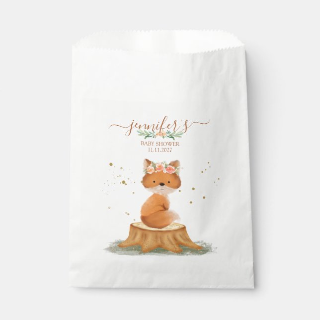 Botanische Fuchs-Baby-Party Geschenktütchen (Vorderseite)