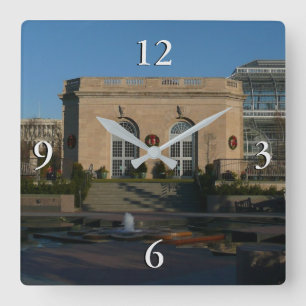 Botanische Gärten an Weihnachten in Washington DC Quadratische Wanduhr