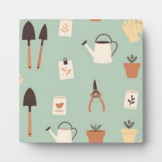 Botanische Gartenaccessoires-Muster Fotoplatte (Vorderseite)