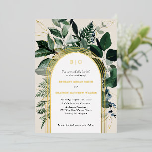 Botanische Gartenfolie gebogene Hochzeitseinladung Folieneinladung