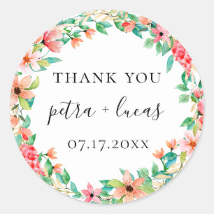 Botanische Gastgeschenk Hochzeit Runder Aufkleber