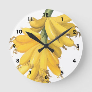 Botanische Gelbananen Runde Wanduhr