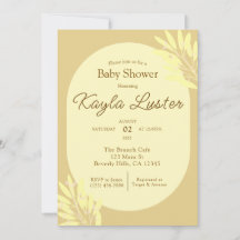 Botanische Gelbe Babydusche Einladung