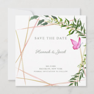 Botanische Geometrie mit Butterfly-Hochzeitdesign