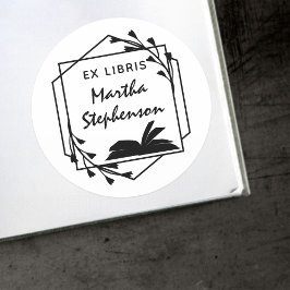 Botanische Geometrische Ex Libris für Buchliebhabe Runder Aufkleber