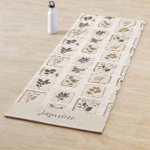 Botanische gepresste Blumen Beige Vintage Name