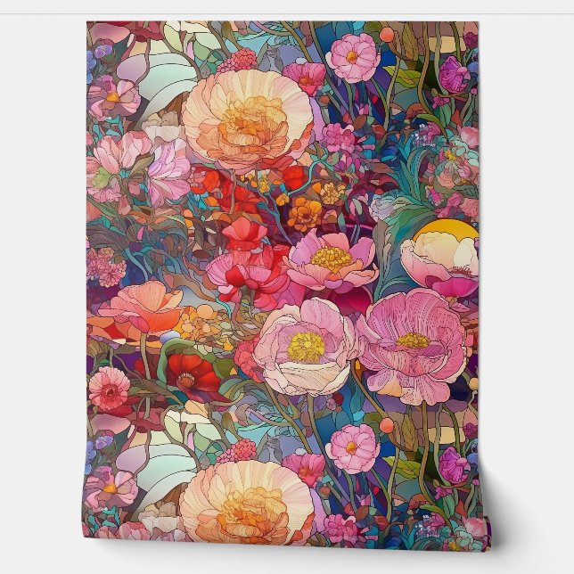 Botanische Glasblätter Tapete (Abrollen)