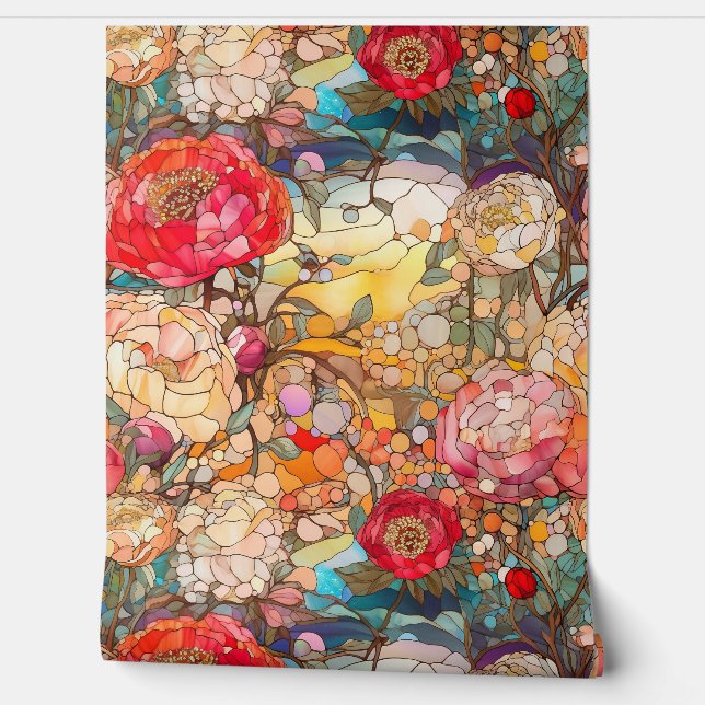 Botanische Glasblätter Tapete (Abrollen)