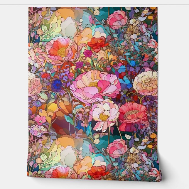 Botanische Glasblätter Tapete (Abrollen)