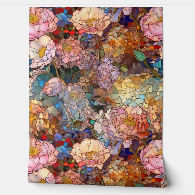 Botanische Glasblätter Tapete (Abrollen)