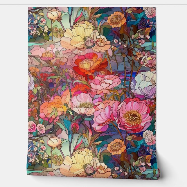 Botanische Glasblätter Tapete (Abrollen)