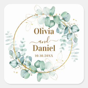 Botanische Goldgräber Save the Date Personalisiert Quadratischer Aufkleber
