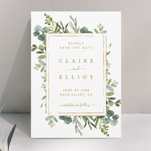 Botanische Goldgrün-Hochzeit Save-the-Date-Karte Save The Date