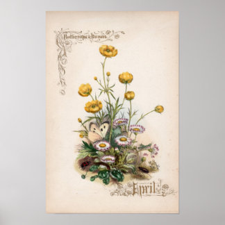 Botanische Gravuren, April Poster