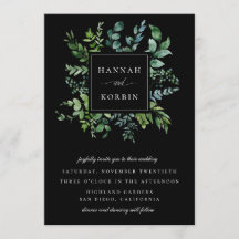 Botanische Greenerie Rahmen Schwarze Hochzeit