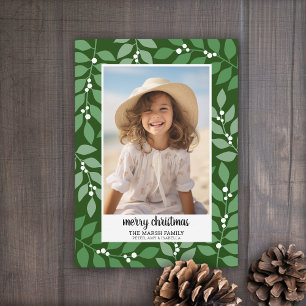 Botanische Grenze mit Foto Script Frohe Weihnachte Feiertagskarte