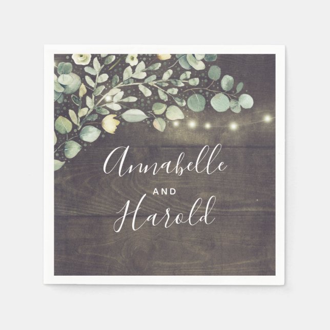 Botanische Grünanlage Rustikale Hochzeit Serviette (Vorderseite)