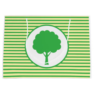 Botanische grüne Baum-Streifen-Geschenktasche Große Geschenktüte