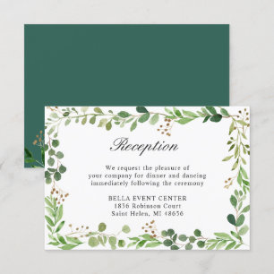 Botanische grüne Blätter Rand Hochzeitsempfang Einladung
